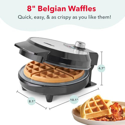 Dash Precision Crisp Belgian Waffle Maker, 8-Inch, Ceramic Nonstick, Black