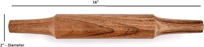 BHAVATU Rolling Pins Acacia Wood Dough Roller Wooden Handle, Pastry Roller, Baking Kitchen Supplies for Bread, Pizza Dough, Pie, Cookies (16" X 2" X 2")