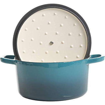 Crock-Pot Artisan 3-Quart Round Enameled Cast Iron Dutch Oven – Gradient Teal, Durable Heavy-Duty Cookware for Slow Cooking, Roasting, Baking with Lid