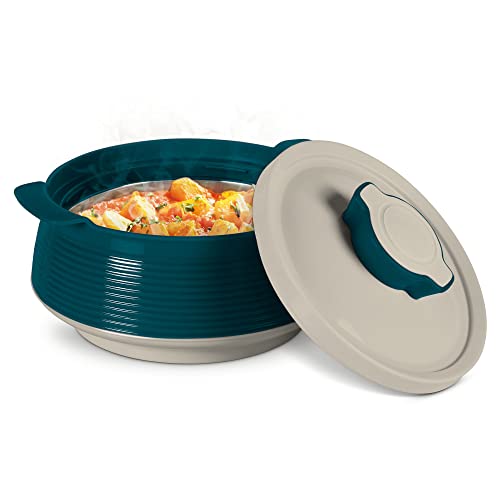 Milton Casserole for hot food, Double walled insulated inner Stainless Steel hot pot with lid, Serving box for food and roti, insulated serving bowl with lid, Set of 3 Set of 3 (Size 62, 45, 28 oz) Venice, Marble Green