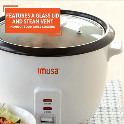 IMUSA USA GAU-00013 Electric Nonstick Rice Cooker 8-Cup (Uncooked) 16-Cup (Cooked), White