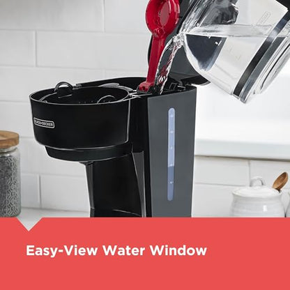 BLACK+DECKER 12-Cup Coffee Maker with Easy On/Off Switch, Easy Pour, Non-Drip Carafe with Removable Filter Basket, Vortex Technology, Black