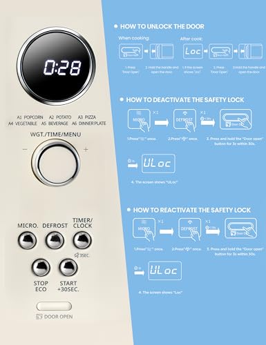 COMFEE' Retro Microwave Oven, 0.9 Cu.Ft 900W Countertop, Apricot