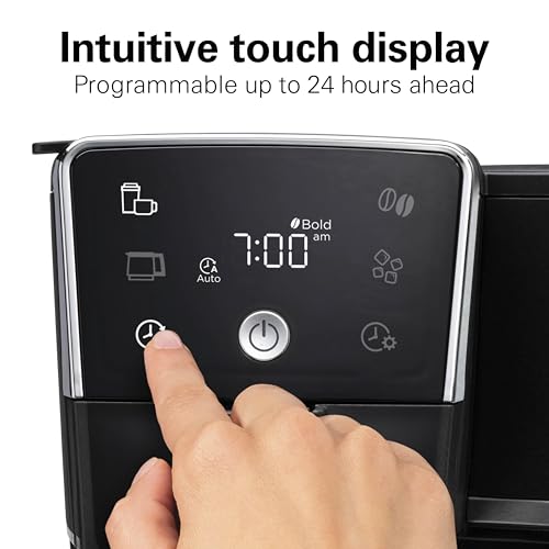 Hamilton Beach 2-Way 12 Cup Programmable Drip Hot and Iced Coffee Maker & Single Serve Coffee Machine, AquaFlow Showerhead, Glass Carafe, Auto Pause and Pour, Black (47500J)
