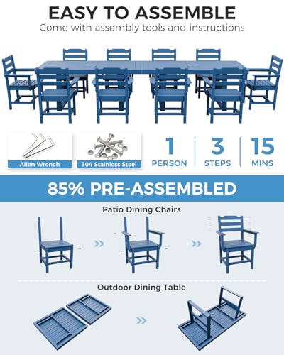 K Knowbody 12-Piece Outdoor Patio Dining Table and Chairs Set, Seats 10