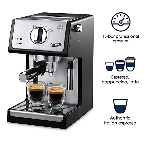 De'Longhi 15-Bar Pump Espresso Machine with Milk Frother & Temperature Control - Compact Home Barista Coffee Maker for Espresso, Latte, Cappuccino & Iced Coffee, Easy to Clean Design