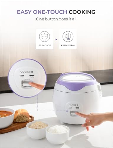 CUCKOO Basic Rice Cooker 6-Cup Uncooked / 12-Cup Cooked, Versatile Rice Maker with Non-Stick Inner Pot, Easy to Use, Auto Keep Warm, White/Purple (CR-0671V)