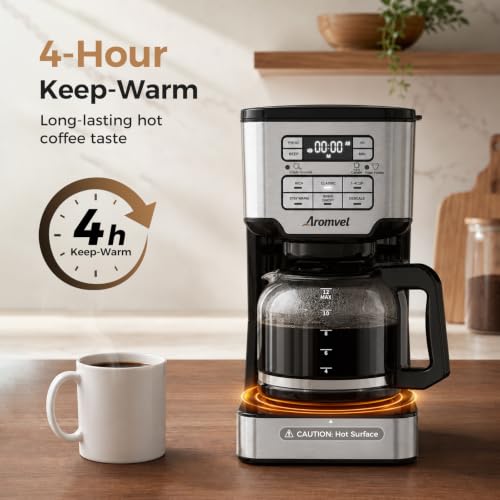 Aromvel 12-Cup Drip Coffee Maker Programmable, Adjustable Brew Strength