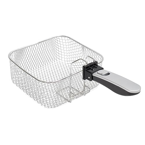 West Bend Deep Fryer with Adjustable Temperature Control Nonstick Basket Easy-View Window and Temperature Guide, Folding Handle and Locking Cover for Easy Storage, 3-Liter, Silver