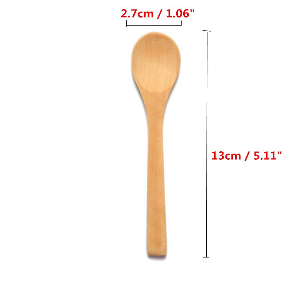 6 Pcs Handmade Small Wooden Spoon Honey Teaspoon Seasoning Coffee Tea Sugar Salt Jam Mustard Ice Cream Bamboo Spoons