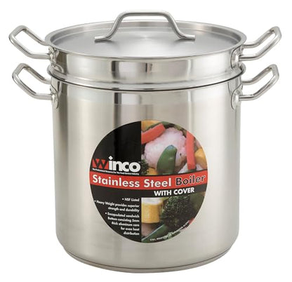 Winco 20qt S/S Double Boiler w/Cover