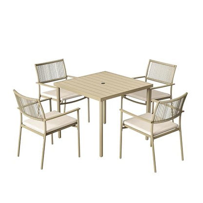 MEXSAKY 5-Piece Patio Table and Chairs Set, Rattan Outdoor Dining Set for 4