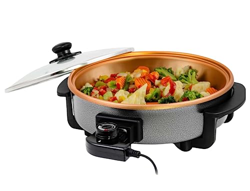 OVENTE Round Electric Skillet, 11.5" Nonstick Frying Pan, Copper SK11112CO