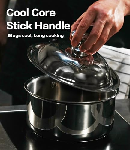 Lebof 3-Quart Stainless Steel Saucepan with Lid,5-Ply Clad Base Pot Even Heating & Fast Boiling, Premium Saucier for Induction, Gas, Electric & Oven