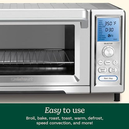 Cuisinart Chef’s Convection Toaster Oven, 1800-Watt Electric Oven with 15 Cooking Functions, Fits 13" Pizza, 9"x13" Baking Pan, and Full-Size Chicken, Nonstick Interior, TOB-260N1NAS, Stainless Steel