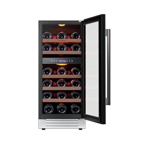 Ca'Lefort 15 Inch Wine Fridge, 28-Bottle Dual Zone Wine Cooler Refrigerator
