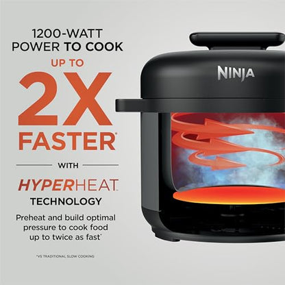 Ninja HyperHeat 9-in-1 Electric Pressure Cooker | 6.5 Qt Multi Cooker with Sear/Sauté, Slow Cooker, Rice Cooker, Sous Vide | 1200W | Fast Cooking, PFAS-Free Pot | Dark Gray | PC201GY