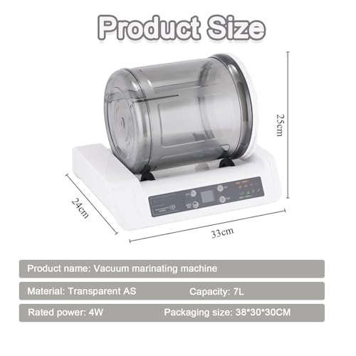 pedenencelia Meat Tumbler Marinator,Electric Commercial Vacuum Tumbler Marinating Machine Hamburger Pickling Machine,Time Adjustable,Led Display,with 20 Disposable Gloves