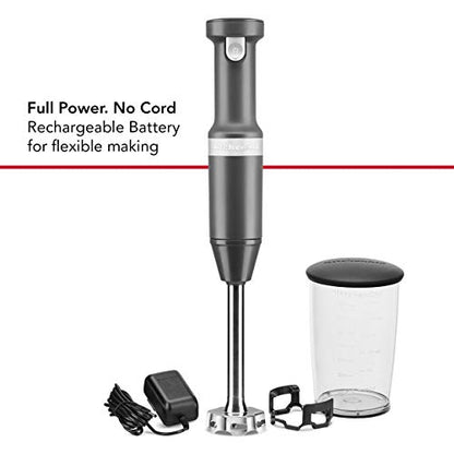 KitchenAid Cordless Variable Speed Hand Blender with Chopper and Whisk Attachment - KHBBV83