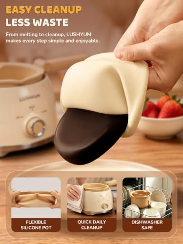 LUSHYUM Electric Chocolate Melting Pot, 4-Cup Chocolate, 2 Insert Pots