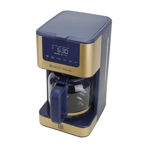 West Bend Timeless 12-Cup Programmable Coffee Maker with Brew Strength Selector for Hot and Iced Coffee, Includes 1-4 Cup Brew Option and Permanent Filter