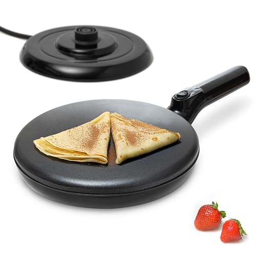 Moss & Stone Cordless Electric Crepe Maker, 8" Portable Nonstick Crepe Pan