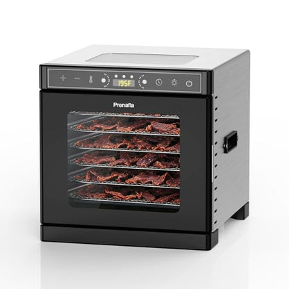 Food Dehydrator Machine, 6 Stainless Steel Trays, 400W Fruit Dehydrator with Visible Skylight, 195°F&24H Meat Dehydrator for Jerky, Pet Treats, Herbs, Fruit and Yogurt, Silver