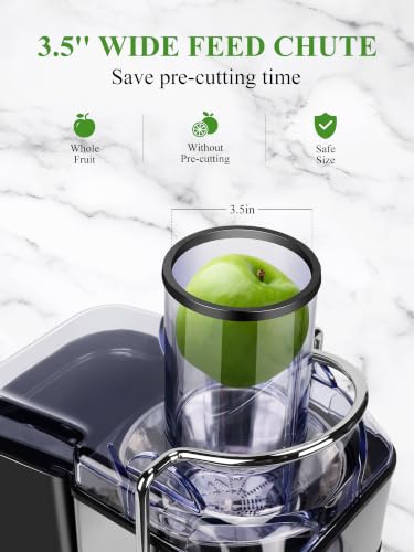 Healnitor 1200W 6-Speed Touch LCD Screen Centrifugal Juicer with 3.2'' Big Wide Chute, Juice Extractor Machines Vegetable and Fruit, Titanium Enhanced Filter, Easy Clean, BPA-Free, Silver
