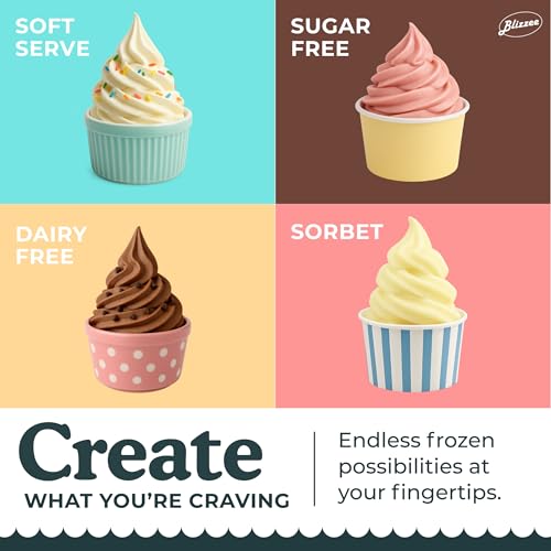 BLIZZEE Soft Serve Ice Cream Machine 1.25Qt | No Pre-Freezing Countertop Ice Cream Maker for Home | Built-In Compressor | Adjustable Hardness, LED Display | Frozen Yogurt, Gelato, Dairy Free
