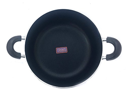 Uniware Non-Stick Aluminum Stock Pot With Glass Lid,Black (18 QT)