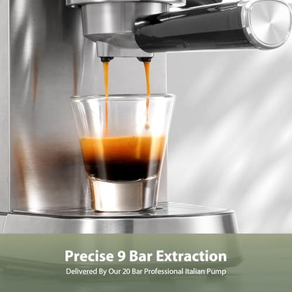 Gevi Commercial Espresso and Coffee Makers, Professional 20 Bar Espresso Maker with Milk Frother, Stainless Steel Expresso Coffee Machines for Home, Compact Cappuccino Machine, Great Gift