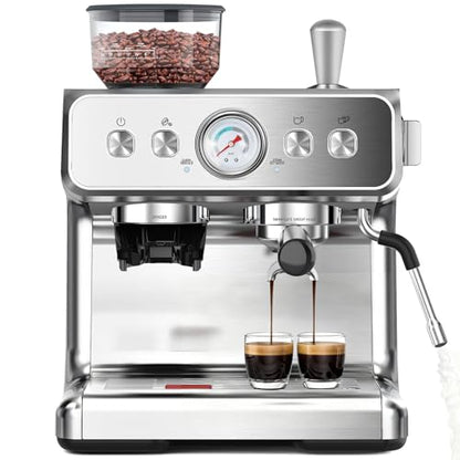 COWSAR 20 Bar Espresso Machine with Grinder & Milk Frother Steam Wand, 58mm Expresso Coffee machines, Commercial Stainless Steel Coffee Maker for Cappuccino and Latte, Perfect for Home Café-Pro