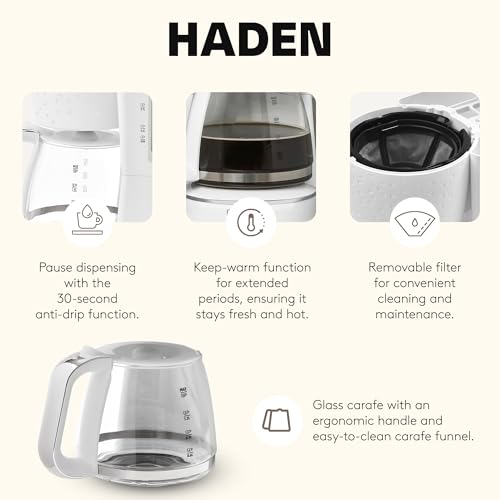 HADEN Starbeck Coffee Machine, 10 Cup Automatic Drip Coffee Maker