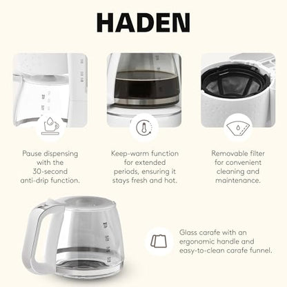 HADEN Starbeck Coffee Machine, 10 Cup Automatic Drip Coffee Maker