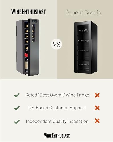 Wine Enthusiast 18-Bottle Slimline Dual Zone Wine Cooler - Energy Efficient Freestanding Wine Refrigerator - Upright Bottle Storage, Adjustable Thermostat, Digital Touchscreen (20.5” x 10.7" x 36.8”)