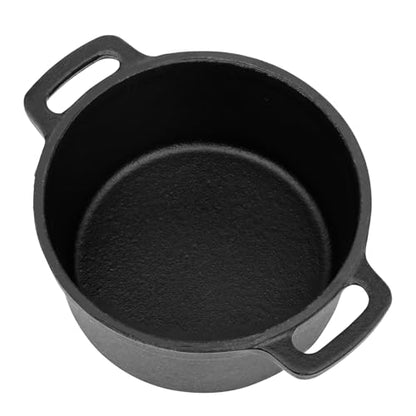 Flavehc Mini Cocotte 8 oz Pre-Seasoned Mini Dutch Oven 0.25 qt. Cast Iron Garlic Roaster for Oven Garlic Confit Pot Ramekins with Lids Oven Safe Set of 2