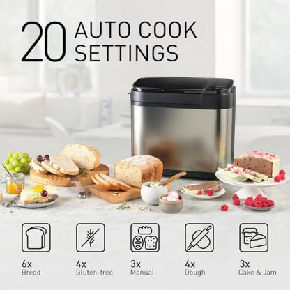 Panasonic Bread Machine, Automatic Bread Maker with 20 Presets and Advanced Temperature Sensor for Bread, Cake, and Pizza, Gluten Free Baking, Raisin Nut Dispenser - SD-R2550