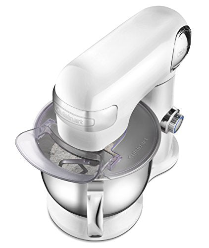 Cuisinart Stand Mixer, 12 Speed, 5.5 Quart Stainless Steel Bowl, Chef’s Whisk, Mixing Paddle, Dough Hook, Splash Guard w/ Pour Spout, White Linen, SM-50NAS, Manual