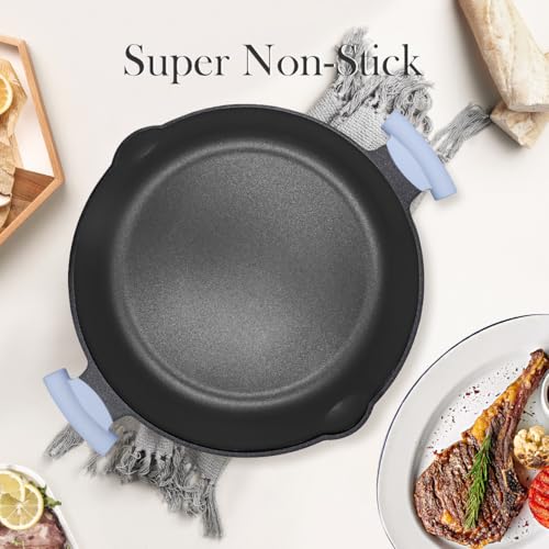 Bobikuke Large Frying Pan Skillet Nonstick with Lid, 14 Inch Deep Saute Pan, Big Induction Pan for Cooking, 2-1 Non Stick Cookware with Helper Handle, Family Size, Suitable for All Stoves, PFOA-Free