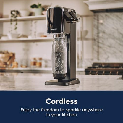 SodaStream - ART Sparkling Water Maker | VALUE BUNDLE | CQC CO2 system | Includes 2x CO2 Cylinders, 2x 32 Fl Oz Dishwasher Safe Bottles, 2x Bubly Flavor Drops | Combine with Flavors | Mandarin Red
