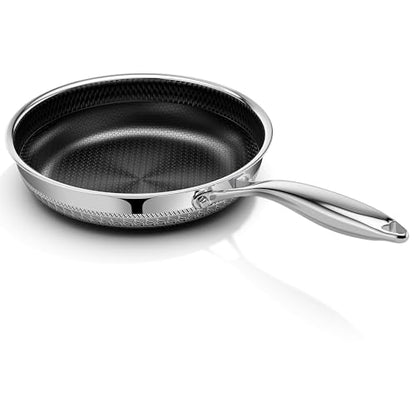 Innerwell 8 Inch Non Stick Pans, Titanium Ceramic Tri-Ply Stainless Steel Skillet Frying Pan Small Hybrid Nonstick Cooking Pan No Toxic Egg Frying Pan, Induction Compatible, PFAS/PFOA/PTFE Free