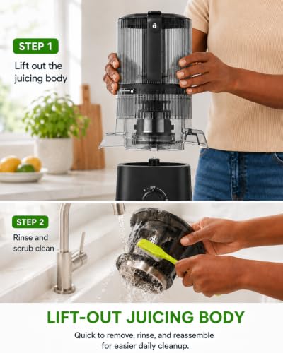 AMZCHEF Cold Press Juicer, 6.0" Whole Fruit Self-Feeding Slow Juicer