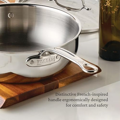 Hestan ProBond Luxe Saucepan with Lid, 2 Quart Polished Tri-Ply Stainless Steel - Professional Clad Cookware, Induction Compatible, Oven Safe