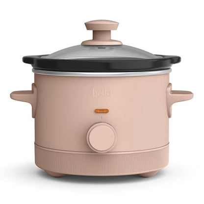 bella 1.5 Qt Slow Cooker with 3 Heat Manual Control, Ceramic Nonstick Coating, Dishwasher Safe Stoneware Pot and Tempered Glass Lid, Tangle Free Cord Wrap & Cool Touch Handles, Blossom