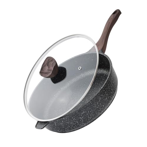 Kordisen Nonstick Deep Frying Pan with Lid, 12 Inch Large Skillet, 5 Qt Non Stick Saute Pan for Cooking, Healthy Induction Cookware, PFOA Free