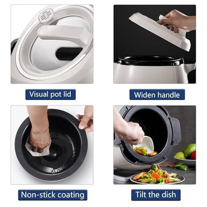 2000W Auto Stir Fry Wok, 6L Smart Touch Cooking Robot, 360° Rotating 3D Induction Heating for Fried Rice & Stews, Smokeless Kitchen Essential