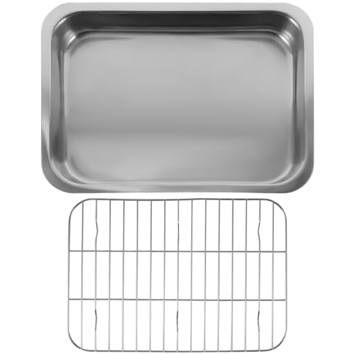 Cabilock 14-Inch Stainless Steel Roasting Pan with Rack – Deep Rectangular Baking Pan for Lasagna, Turkey & Chicken, Heavy-Duty Oven Roaster Tray, Warp-Resistant & Dishwasher Safe