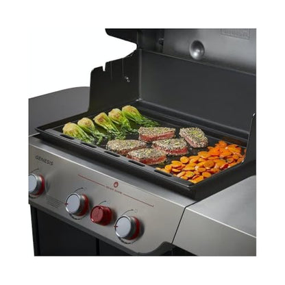 Weber Rust‑Resistant Outdoor Griddle Insert, Full‑Size – Pre-Seasoned Carbon Steel Griddle for Summit and Genesis 300 Series (3 Burners), Gas Grills