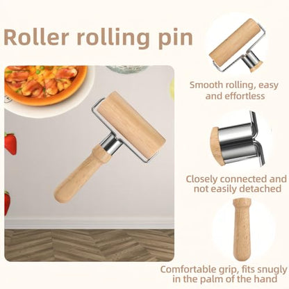 Top Rolling Pins for Pizza&Dough - Non-Stick, Wooden & Easy Clean, Baking, Pastry, Pie, Cookies - Kitchen Must Have,Beechwood Construction, Ergonomic Handles