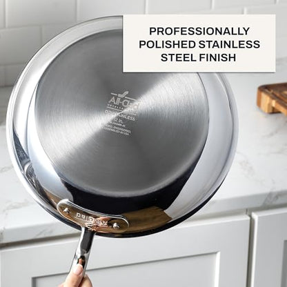 All-Clad D3 Stainless Steel 2 Piece Cookware Set- Made in USA- Includes 8" Frying Pan and 1 Qt Saucepan - Professional Grade -Oven Safe & Induction Compatible